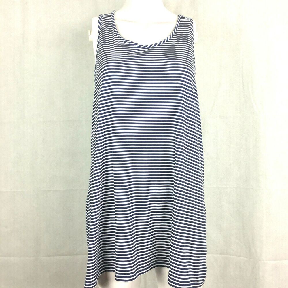 Zelos Shirt Women XL Navy Blue White Striped Stretch Knit Racerback Athletic